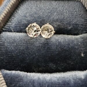 925 Silver CZ Stud Earrings (Vintage)